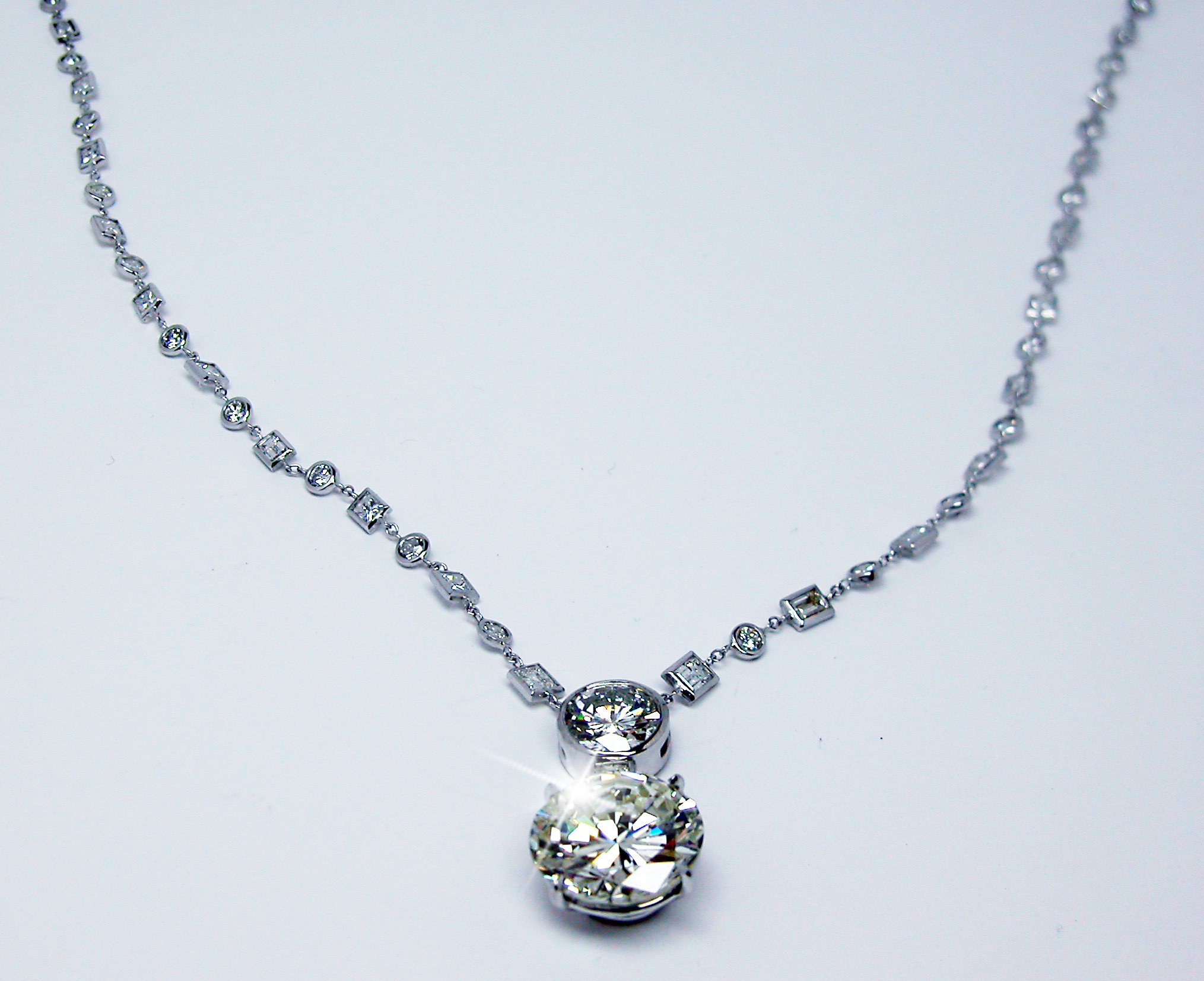 Round Diamond Necklace with Dia. Baillard Chain | Exclusive Jewelry Designs